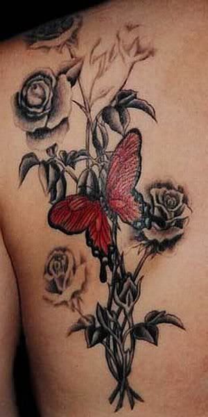 butterflyjpg Shoulder backtattooroses and butterfly
