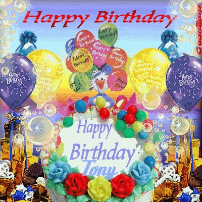 happy birthday balloons and cake. HappyBirthdayBalloonsCake.gif