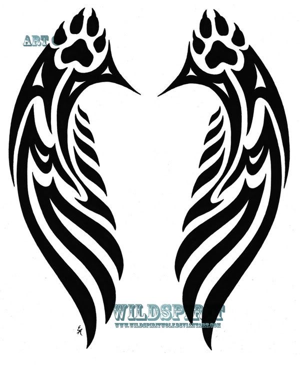 stock vector Vector illustration of tribal wings tattoo pattern