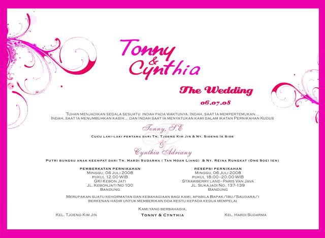 An E-invitation To Tonny & Cynthia's Wedding Photo by ...