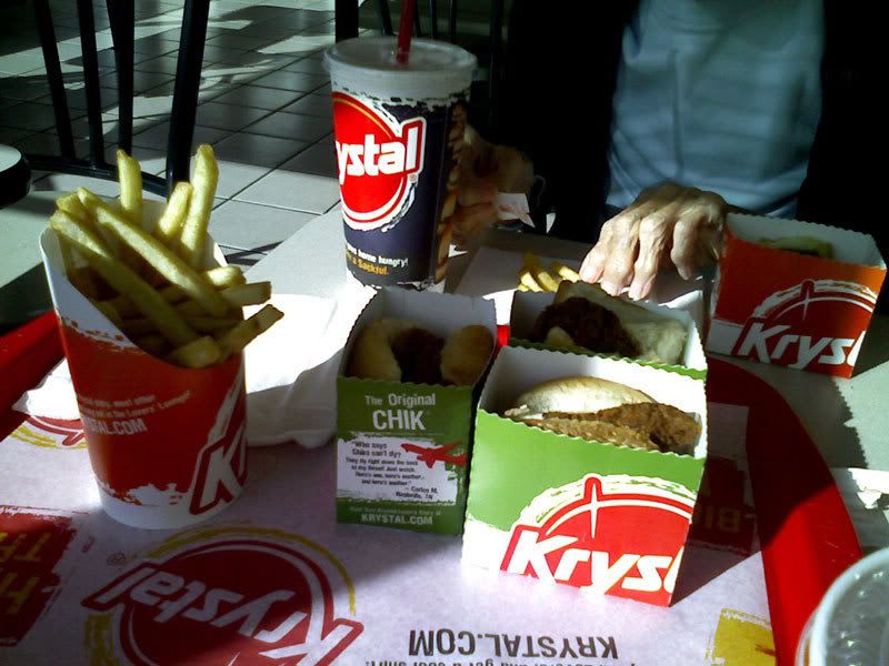 Krystal Chiks, Fries, Sodas, and Old Lady Hands...