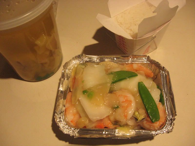 Shrimp with Chinese Vegetables and Wonton Soup
