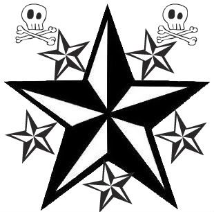 Nautical Stars and Skulls Tattoo Design