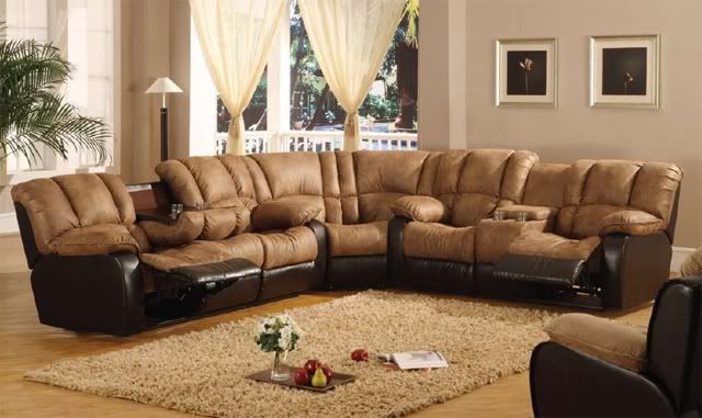 Recliners On Sale. 2-tone recliner sectional