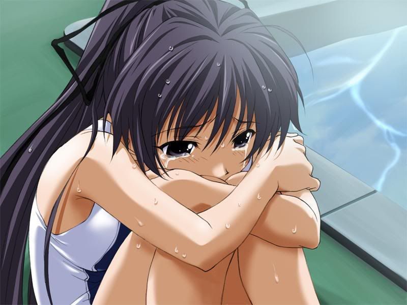 Sad anime girl crying