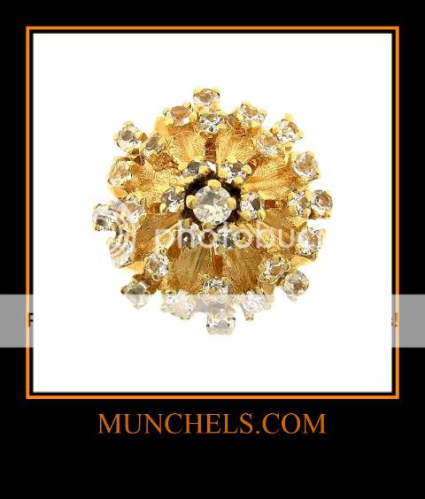 SOLID 14K YELLOW GOLD WHITE SAPPHIRE DESIGER RING  