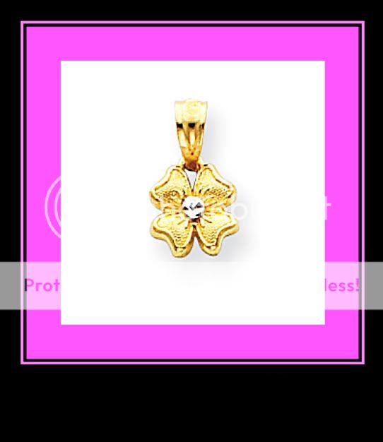 New 14K Two Tone Gold Flower Pendant/Charm  