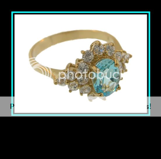 10K Yellow Gold Sky Blue Topaz & Sapphire Fashion Ring  