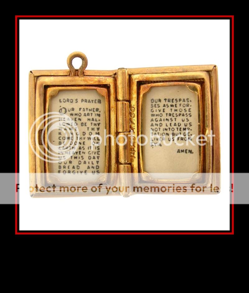 14K Yellow Gold Bible w/Lords Prayer Pendant / Locket  