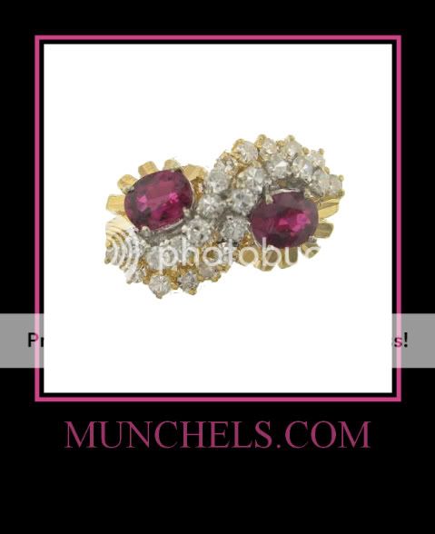 SOLID 18K YELLOW GOLD RUBY AND DIAMOND FLOWER RING  